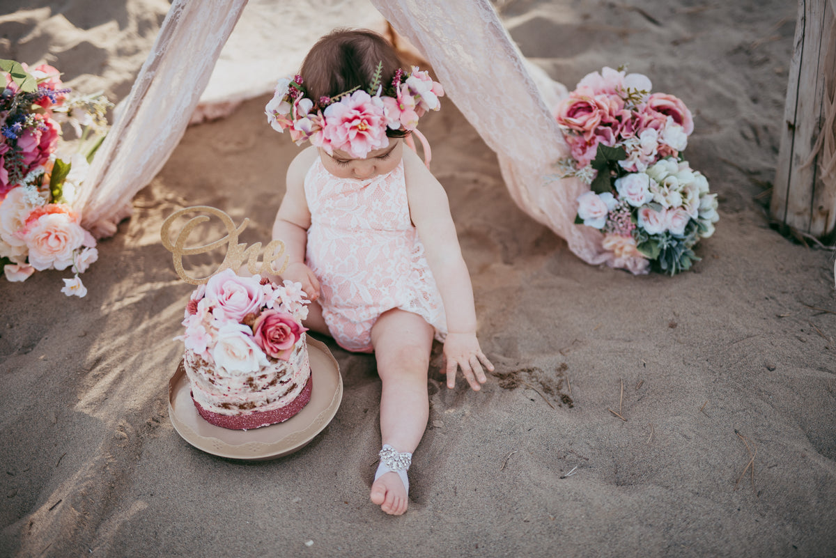 Kryssi Kouture Peach Heavy Lace Halter Tutu Romper