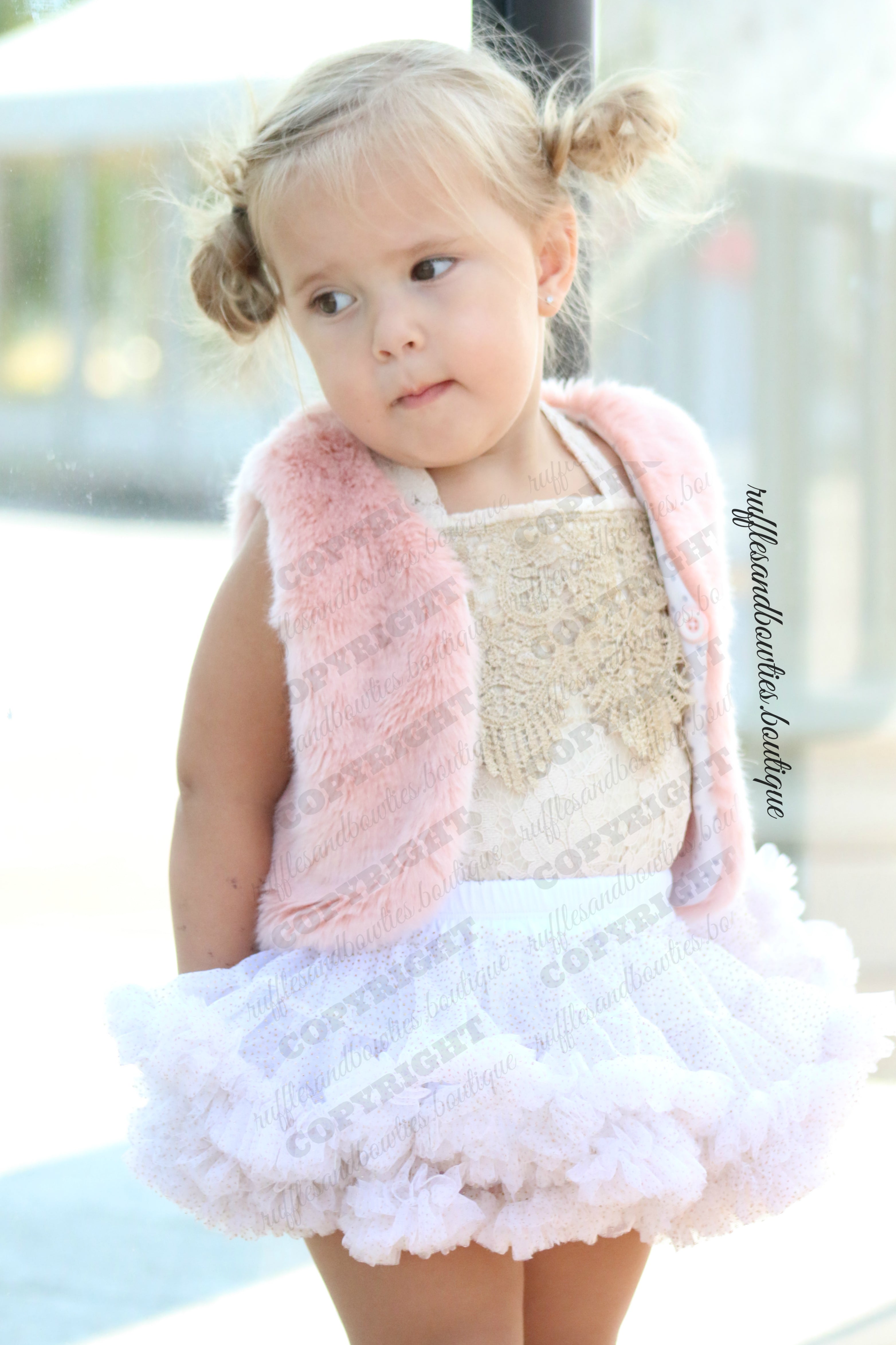 Baby Girl Boho Faux Fur Pink Fall Vests -The Faux Fur Vest - Baby Vest - Kids Vest - shower gift - birthday present-Baby Clothing -modern faux fur -shrug - vest