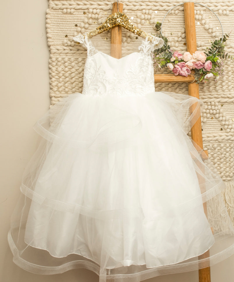 Kryssi Kouture Angelic Grace White Flower Girl Dress