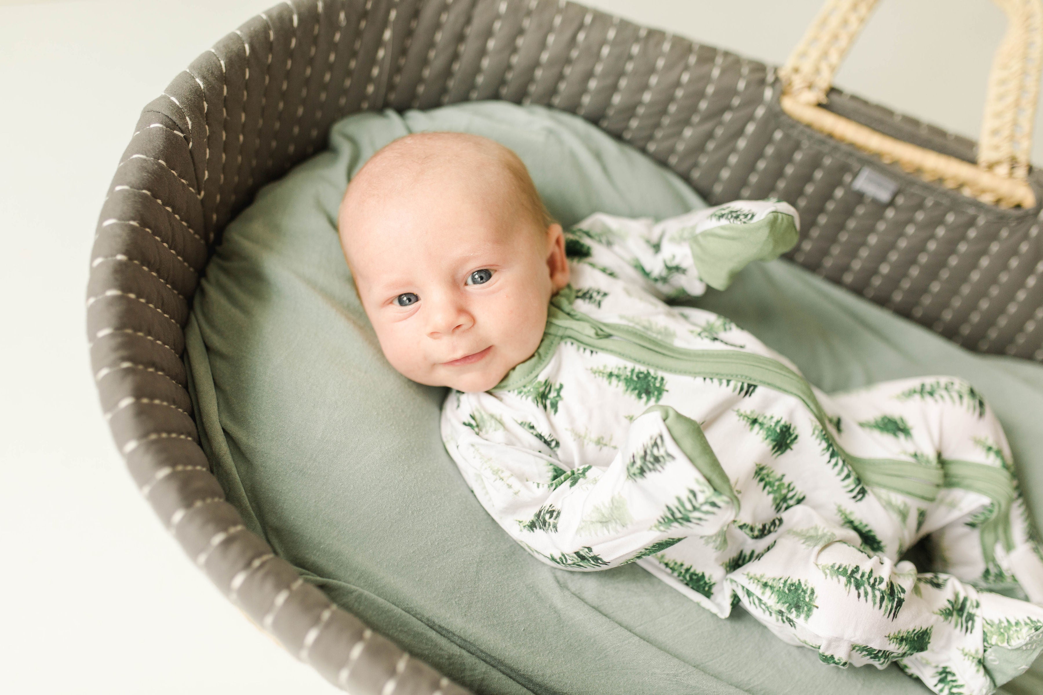 Premier Baby Neutral Printed Bamboo Zippies - Green Forest Trees