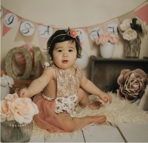 Kryssi Kouture Vintage Rose Alexandra Tutu Romper, Tutu Romper - Ruffles & Bowties Bowtique