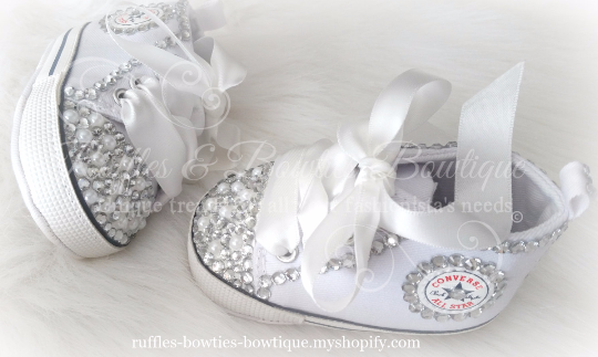 Crystal Rhinestone & Pearl High Tops, Girls Outfits - Ruffles & Bowties Bowtique