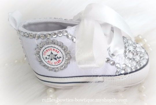Crystal Rhinestone & Pearl High Tops, Girls Outfits - Ruffles & Bowties Bowtique
