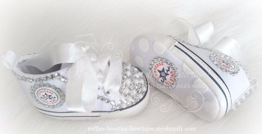 Crystal Rhinestone & Pearl High Tops, Girls Outfits - Ruffles & Bowties Bowtique