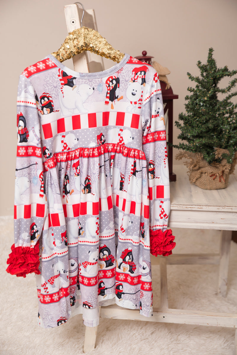 Penguin Long Ruffles Sleeve Tunic/Dress