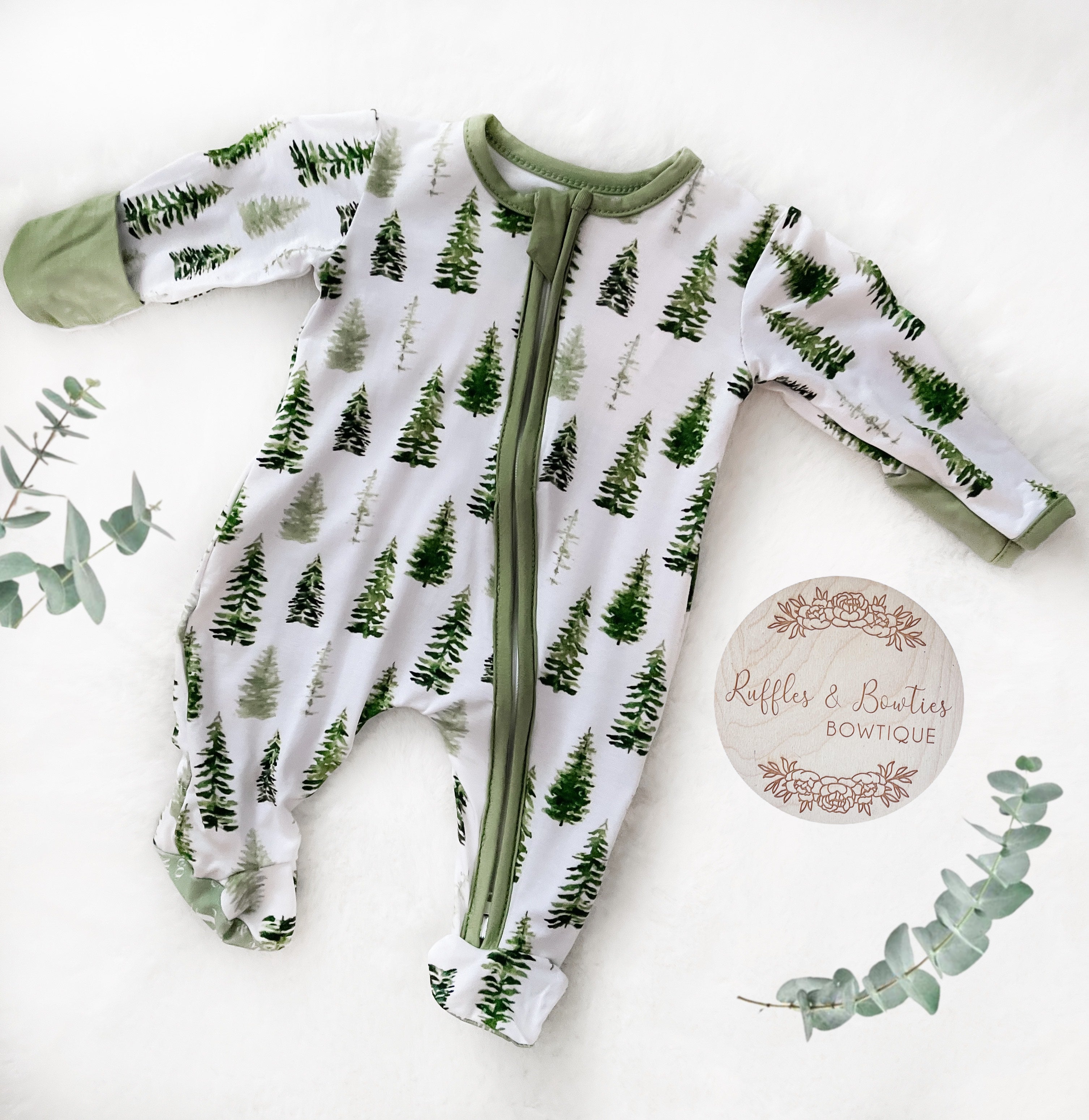 Premier Baby Printed Bamboo Zippies - Forest Trees