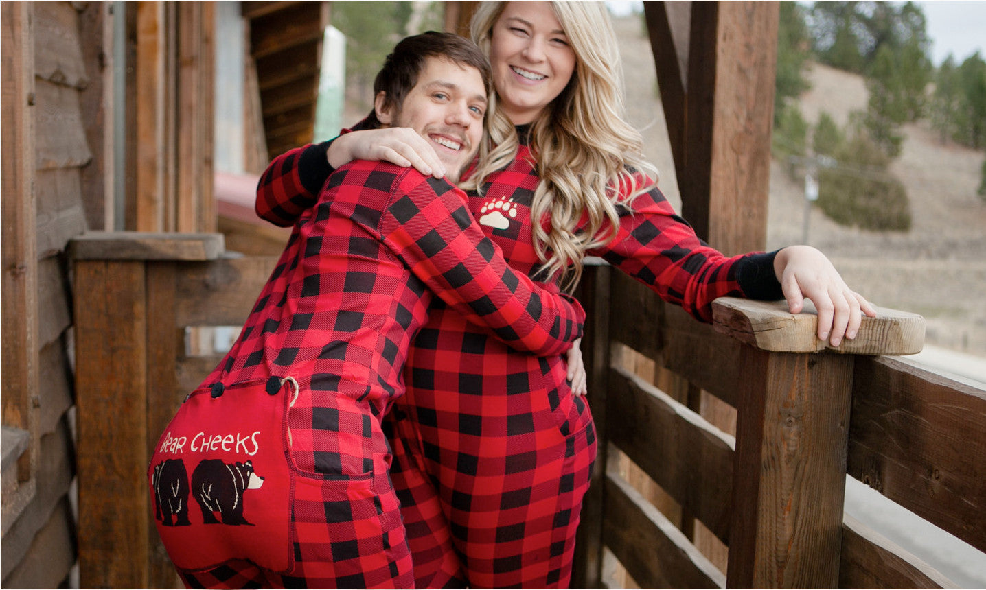 PRE ORDER - Lazy One Youth & Adult Buffalo Plaid BEAR CHEEKS Flapjack Matching Christmas Pj's - Ruffles & Bowties Bowtique - 4