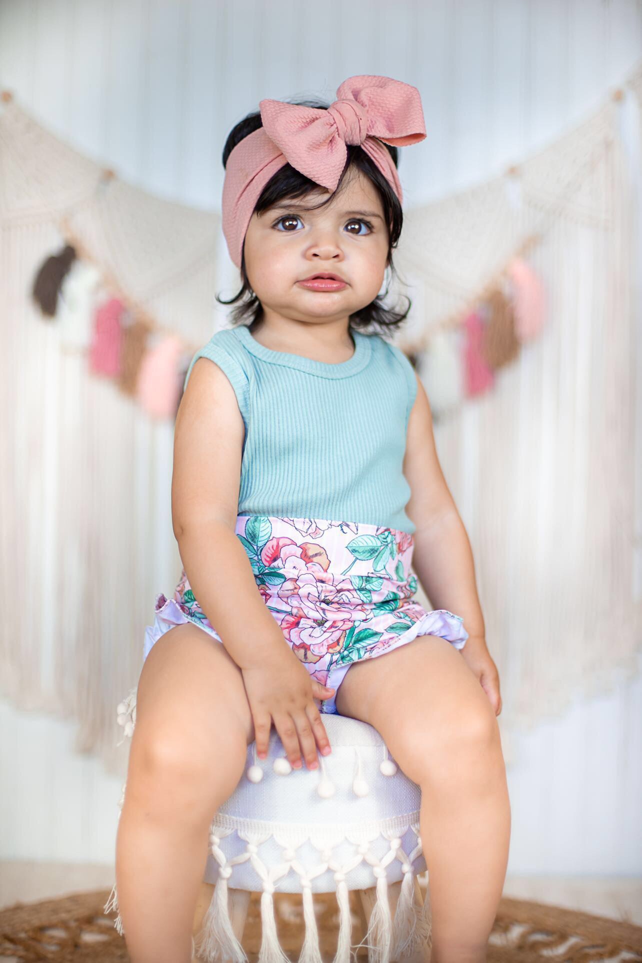 Pink Stripe Roses Bummie | 2 Pc