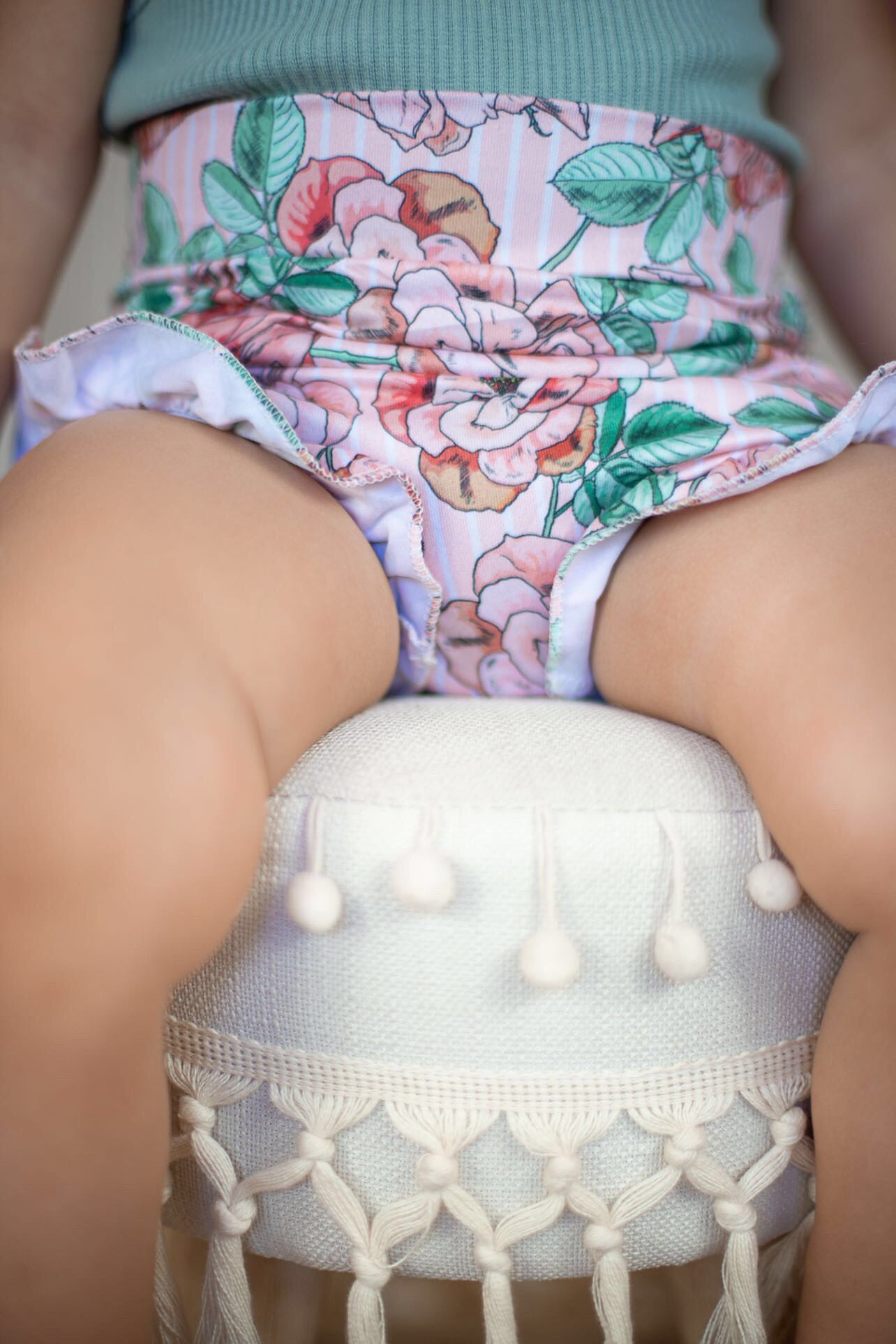 Pink Stripe Roses Bummie | 2 Pc