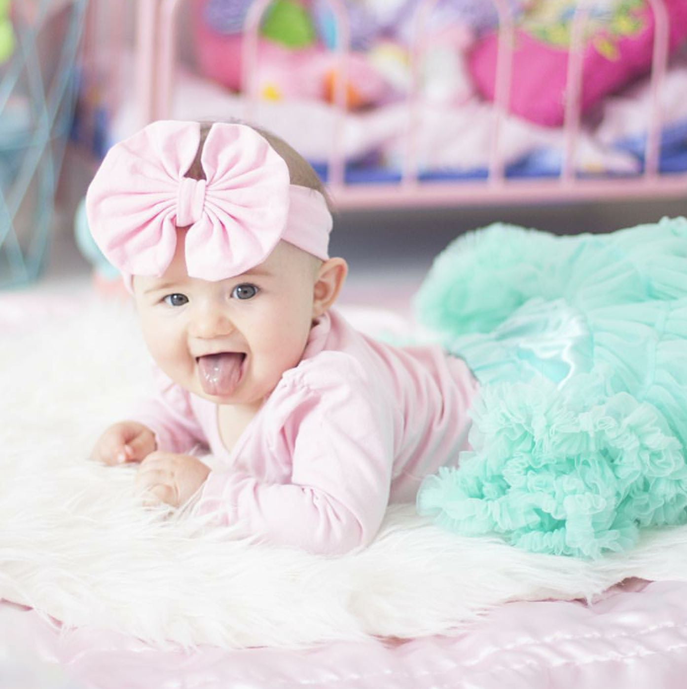 Girls First Birthday Aqua Petti Skirt With Built In Diaper Cover - Ruffles & Bowties Bowtique