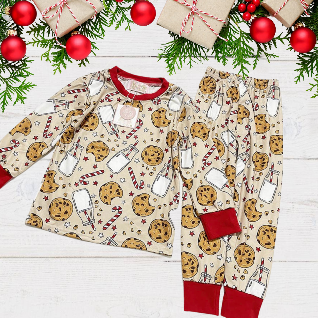 Kids 2 Pc Christmas Pajamas - Milk & Cookies