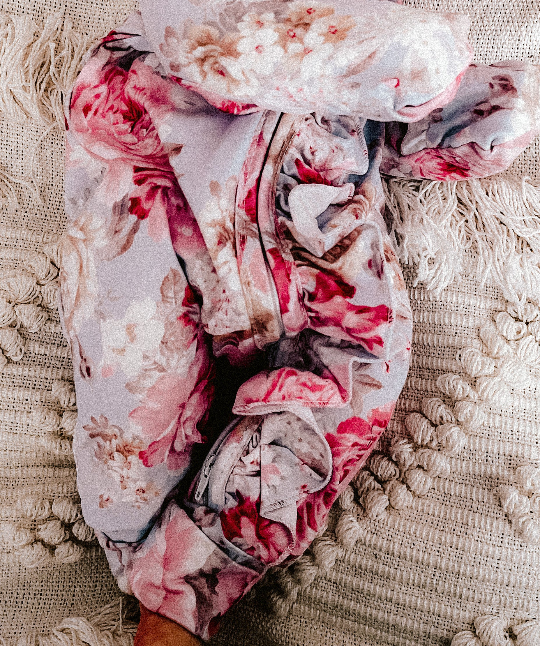 Sadie Periwinkle Rose Ruffle Zippie Jumpsuit/Sleeper