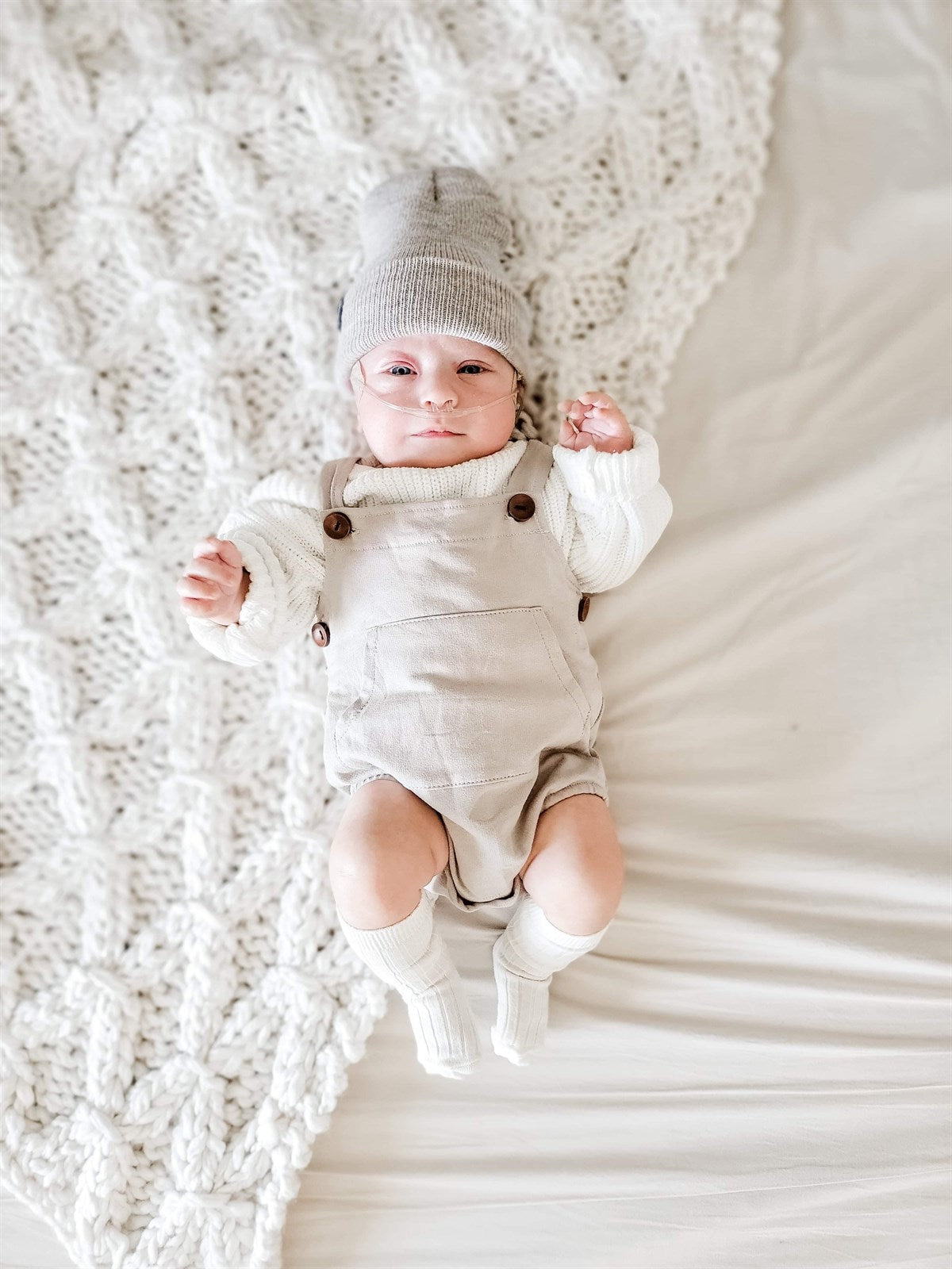 Pocket & Buttoned Unisex Seasonal Romper - Tan Button