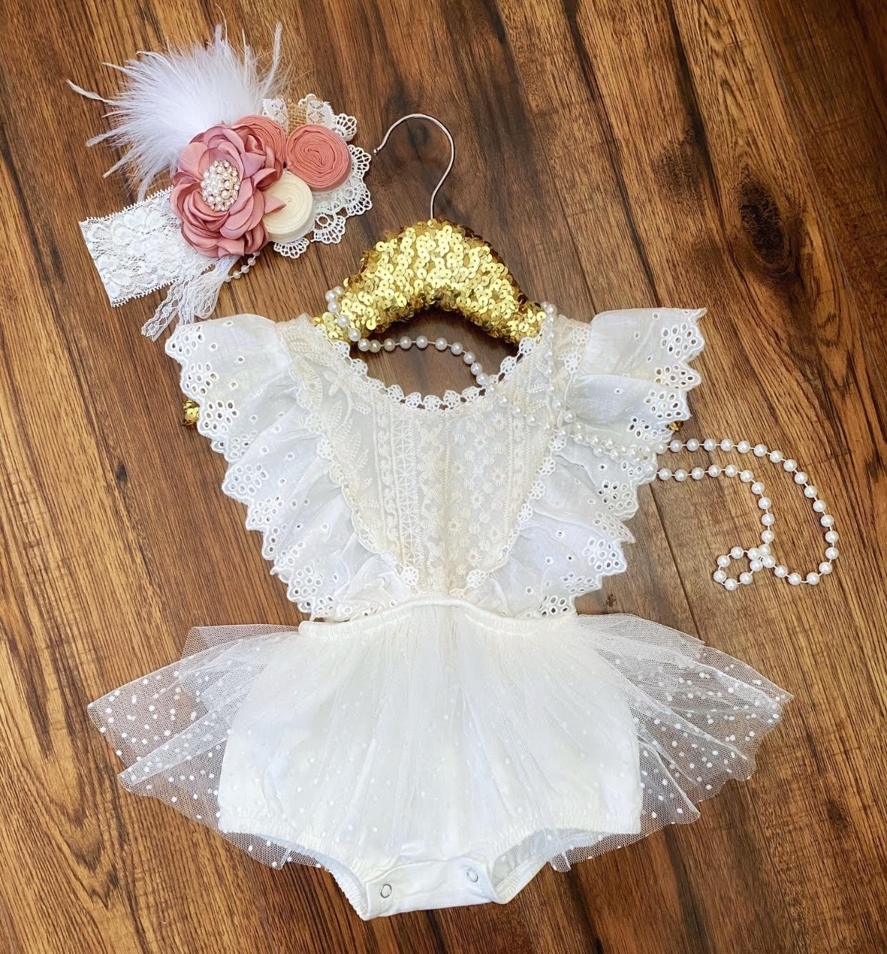 Aurora Ivory Lace Vintage Romper