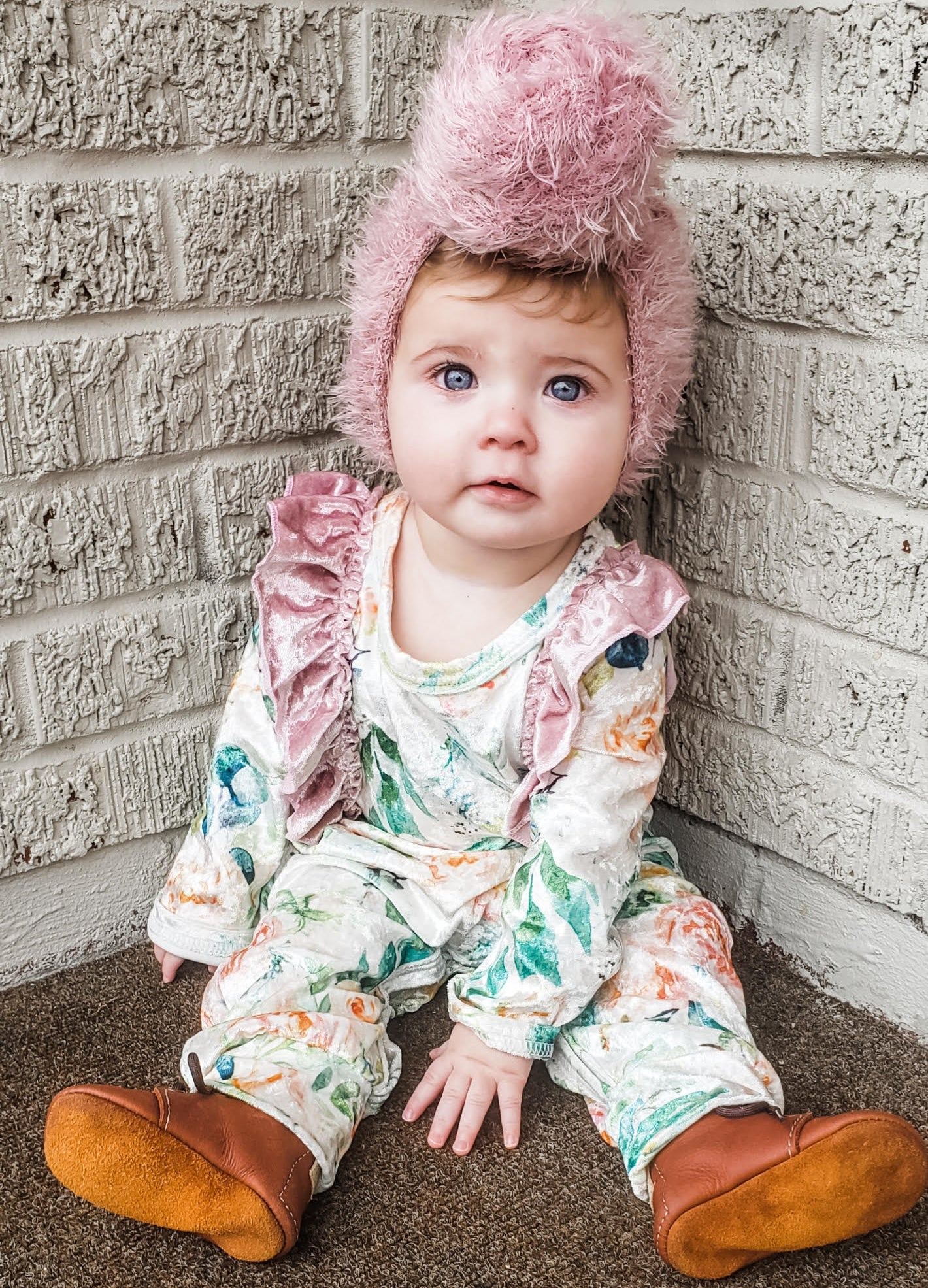 Summer Glow Floral Velvet Jumpsuit