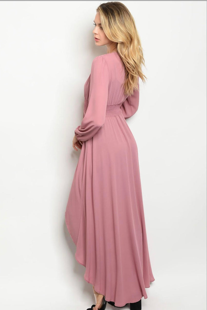 Ladies Dusty Rose Chiffon High Low Duster Kamona