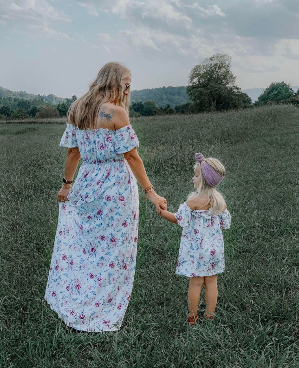 Plum Floral Off Shoulder -mommy and me dresses