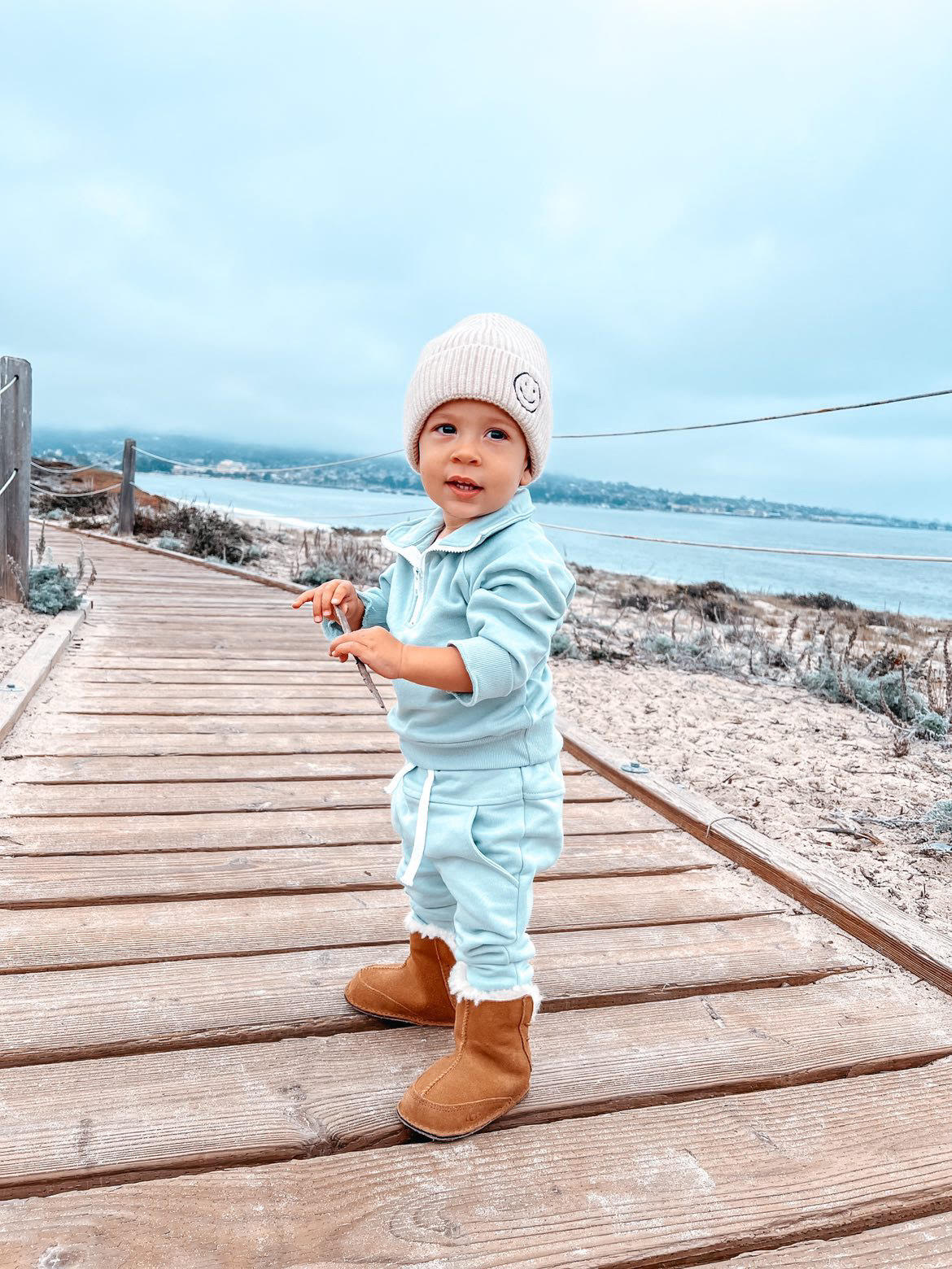 Kids 1/2 Zip Sweat Suit - Solid Seafoam