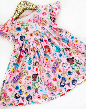 Girls Fun Character Dresses - Pink Princesses