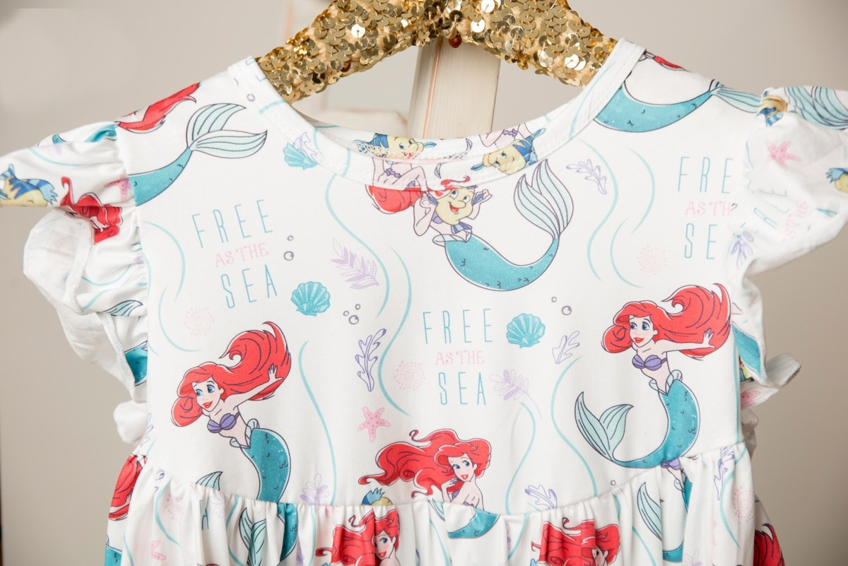 Girls Fun Character Dresses - White Mermaid Princess - free as the sea, ariel