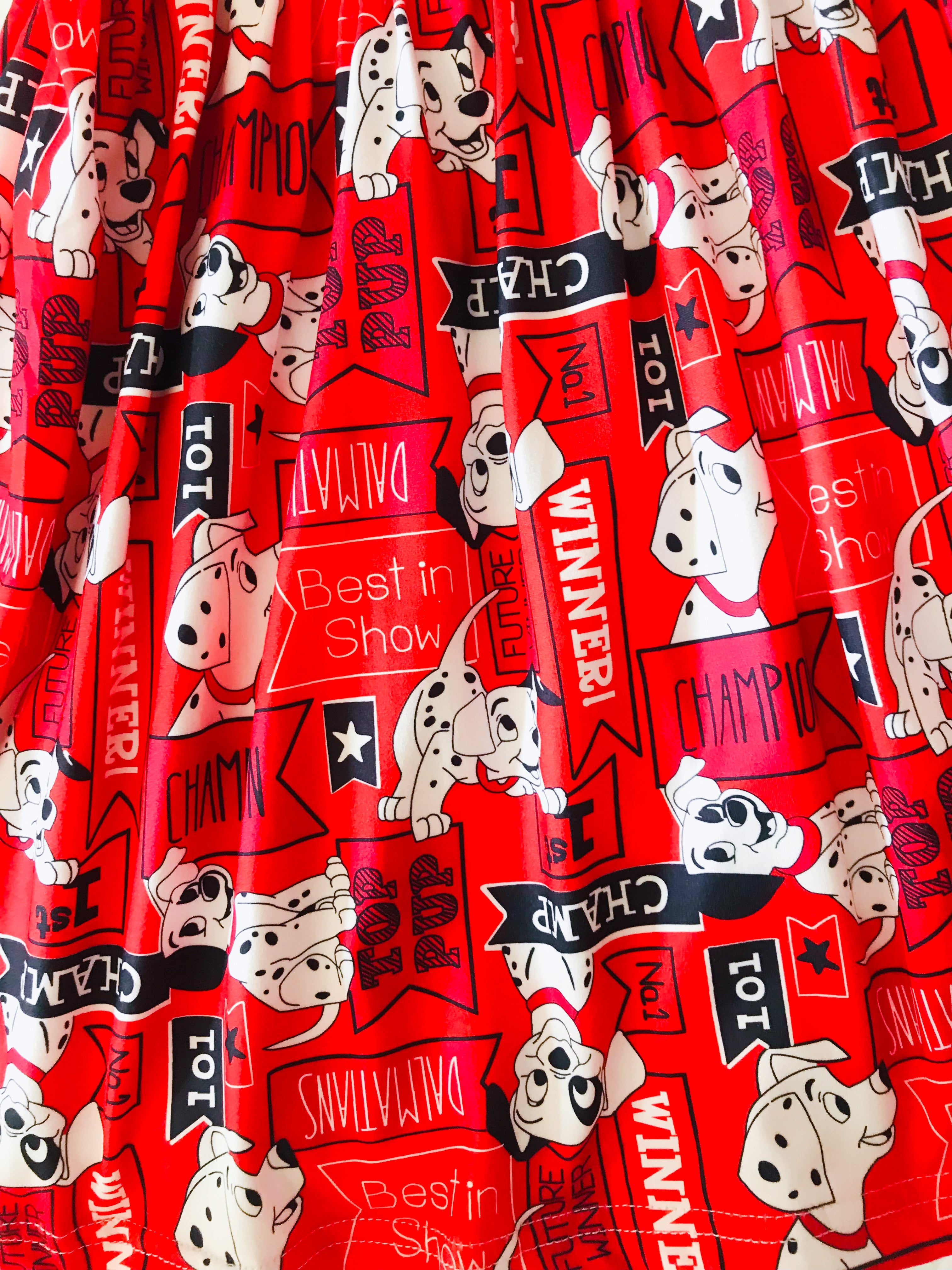 close up Girls Fun Character Dresses - Dalmatian Champs | Red - dogs, fire hydrants, best in show, champions, top pup