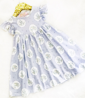 Girls Fun Character Dresses - Lavender Thumper Rabbits