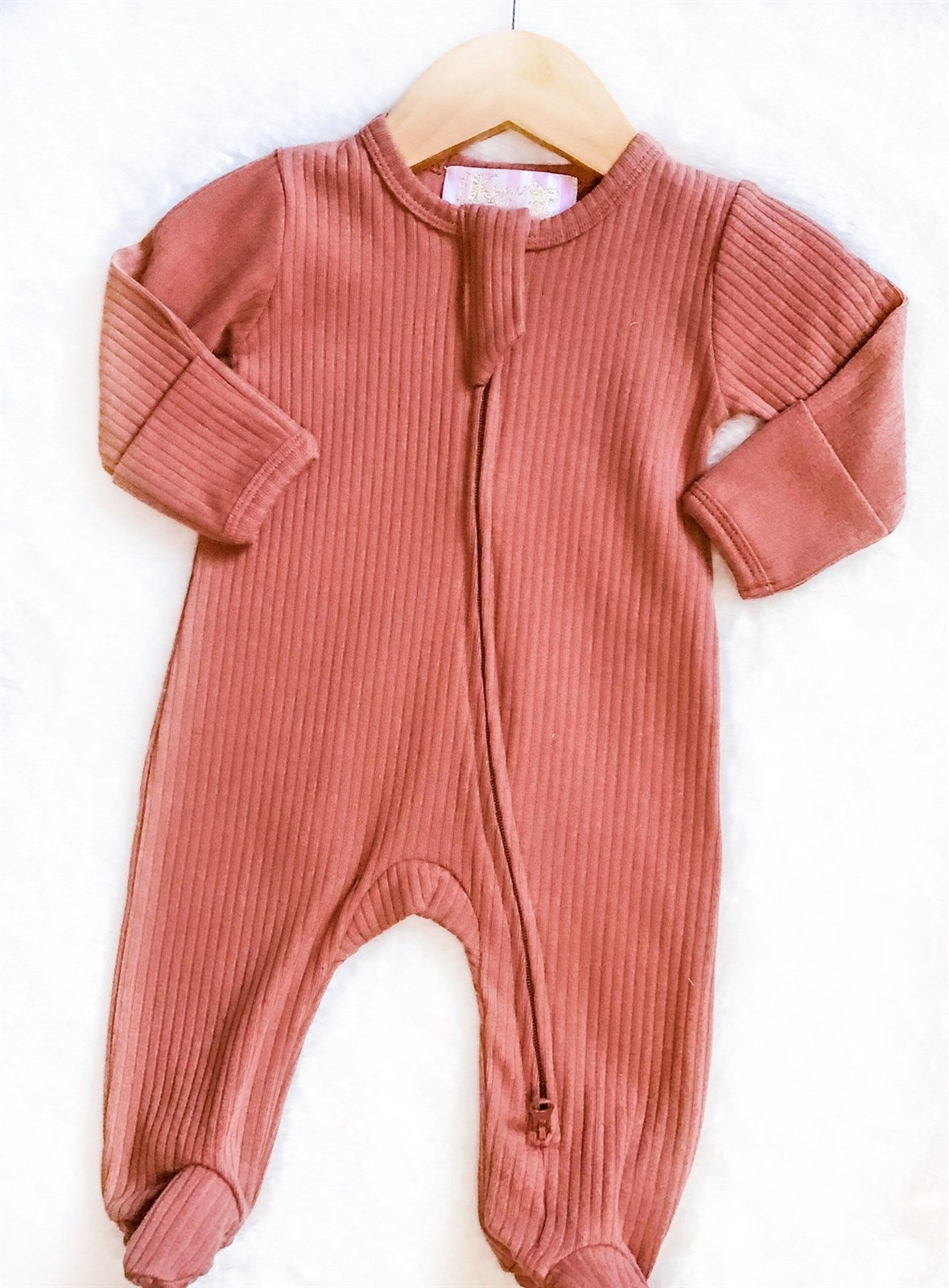 Organic Cotton 2-Way Zippies & Rompers - Rust Ribbed