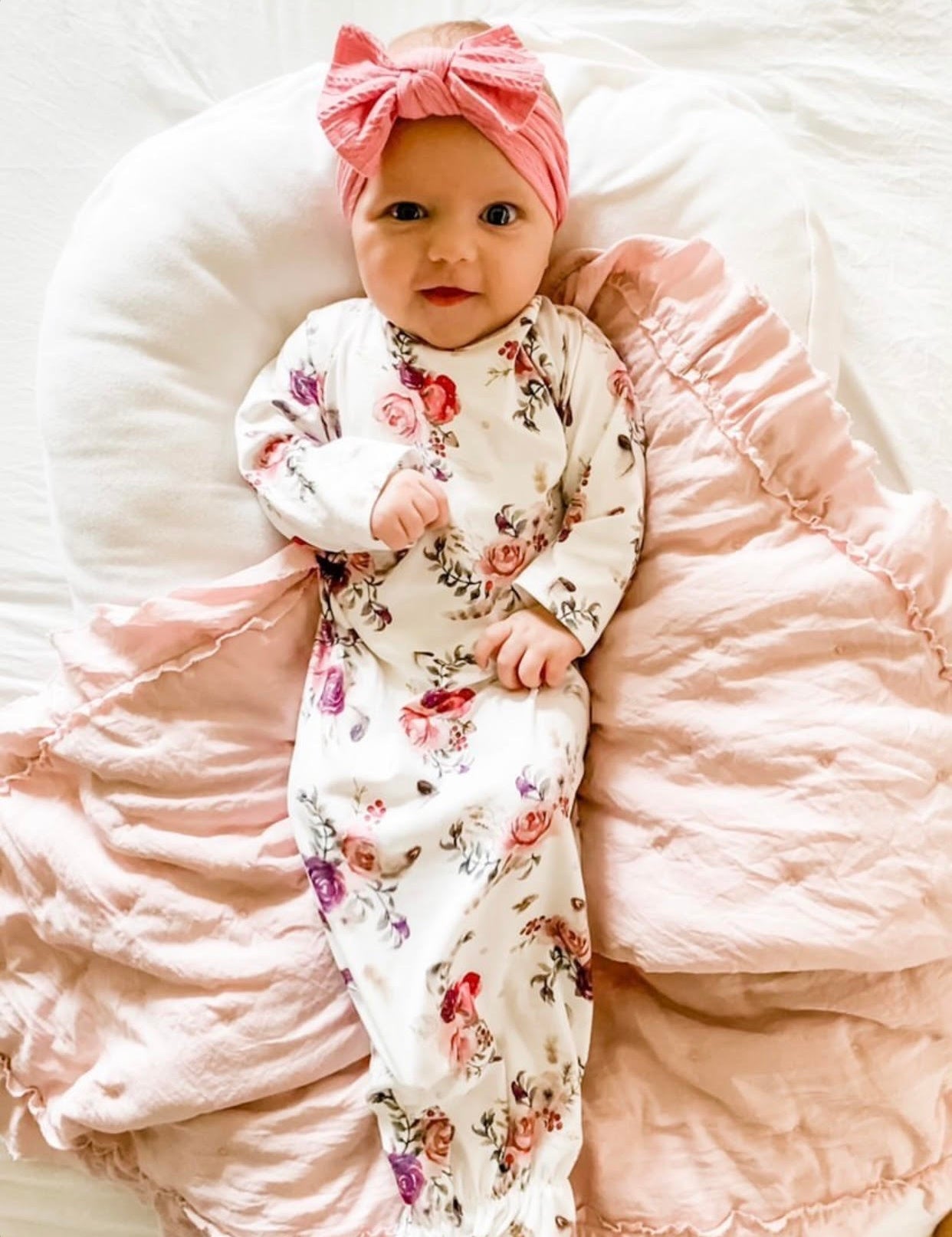 Baby Dusty Rose Feather Floral Sleep Sack/Bag