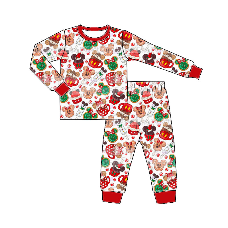$16.00 EA - 2-3 X 1, 3-4 X 1, 4-5 X 1, 5-6 X 1  - Christmas Kids 2 Pc Pajamas - Red & Green Hot Choco