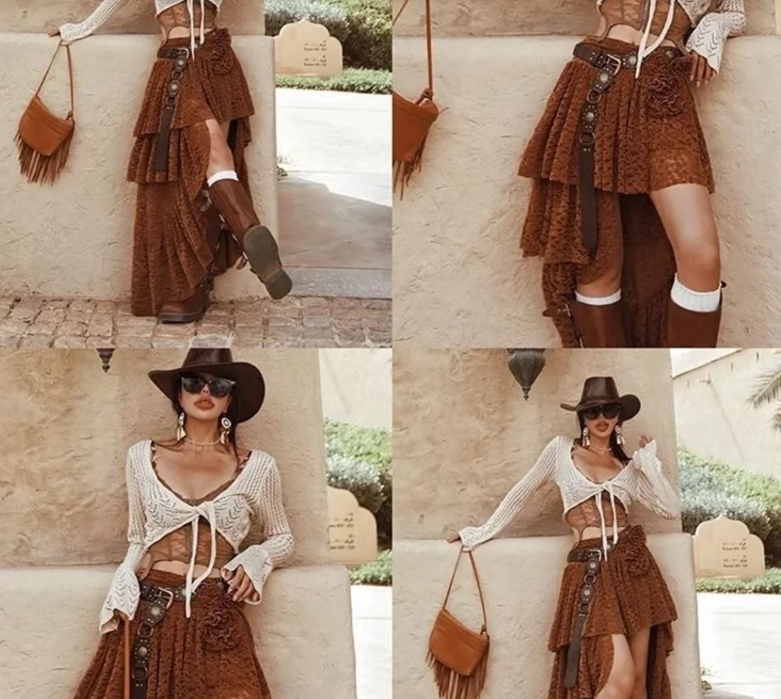 Western Denim American Style Retro Faux Leather Western Belt New Brown Belt