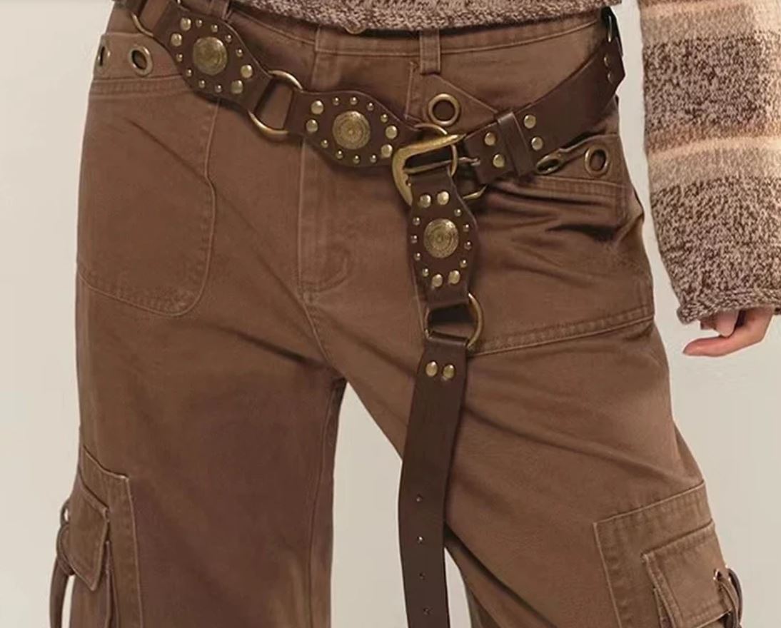 Western Denim American Style Retro Faux Leather Western Belt New Brown Belt