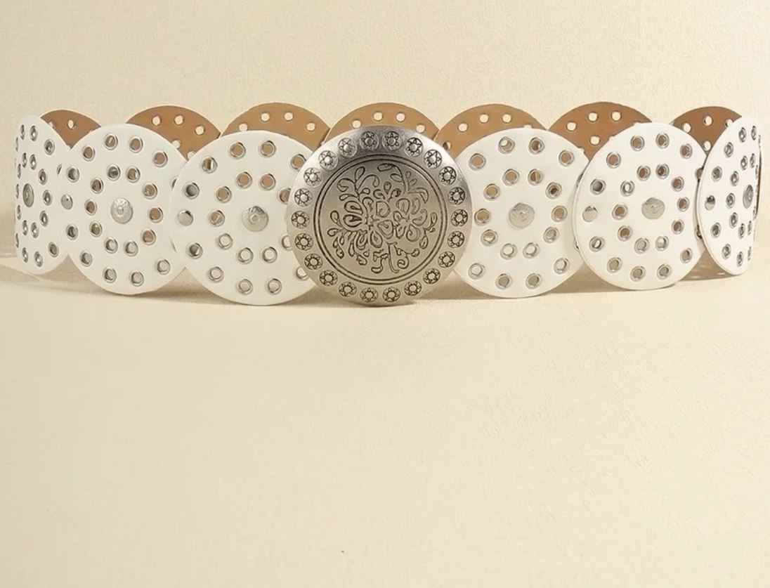 Belt Decorative Retro Mid-ancient Disc European And American Exaggerated Denim Western Style Personality Hollow Out Metal Wide Belt