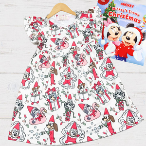 Girls Fun Holiday Character Dresses - Cute Holiday Bluey Doggos
