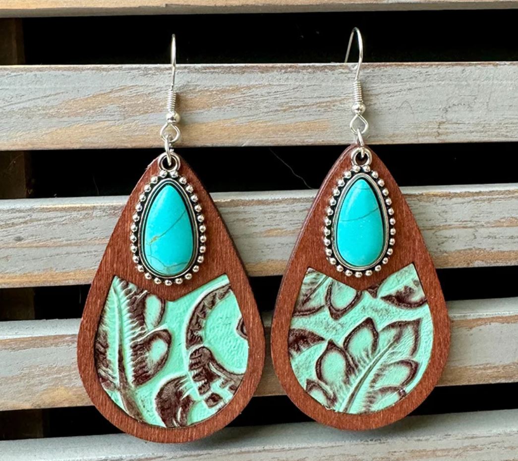 Western Genuine Leather Earrings Classic Horsehair Leopard Print Embossed Cowhide Water Drop Vintage Earrings Fashion Ear Jewelry