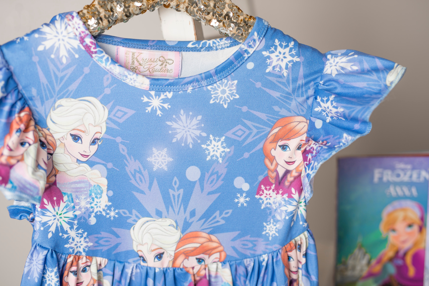 Girls Fun Character Dresses - Blue Sister Snowflake - anna and elsa from frozen