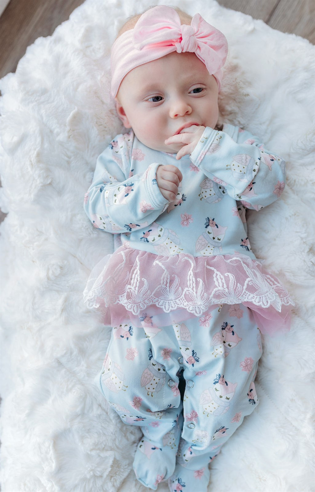Kryssi Kouture Sienna Tutu Jumpsuit - Blue Owl Pink Tutu