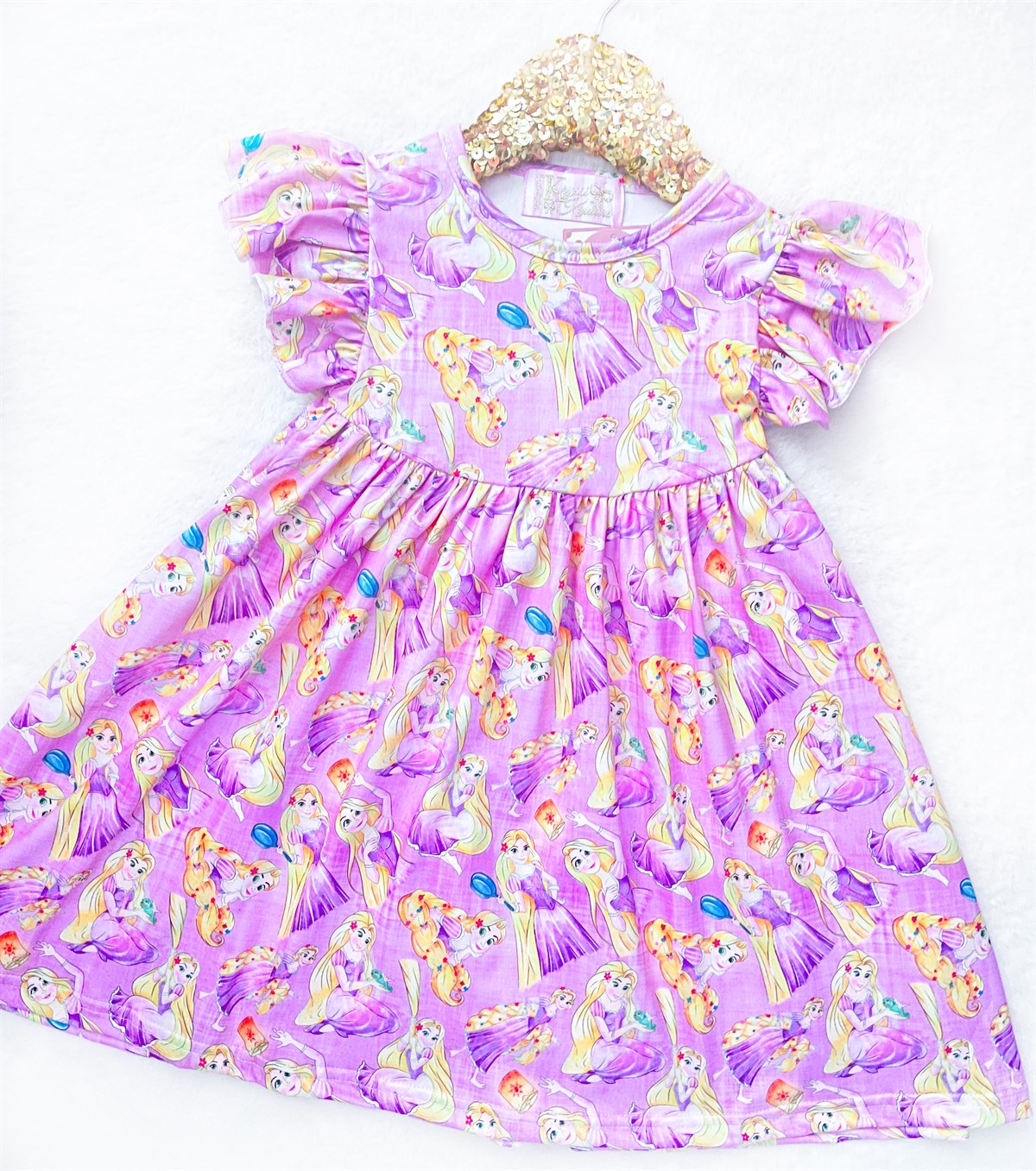 Girls Fun Character Dresses - Purple Rapunzal - long hair princess