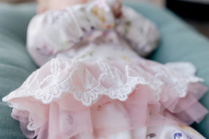 Kryssi Kouture Sienna Tutu Jumpsuit - Pastel Water Color Floral Tutu