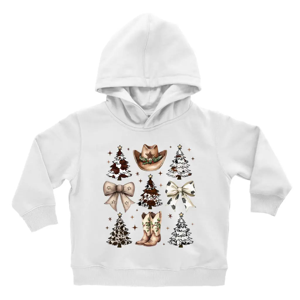 Festive Toddler Western Christmas Hoodie With Boots & Bows
