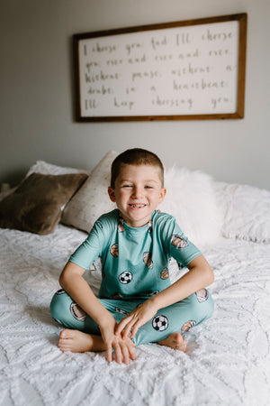 Boys 2-Piece Short Sleeve Pajamas - Sports Balls