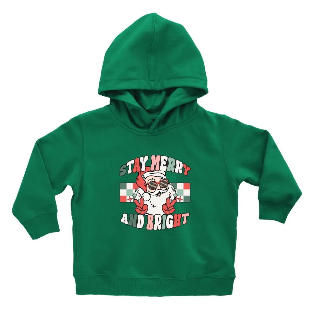 Stay Merry Checked Santa Toddler Christmas Hoodie