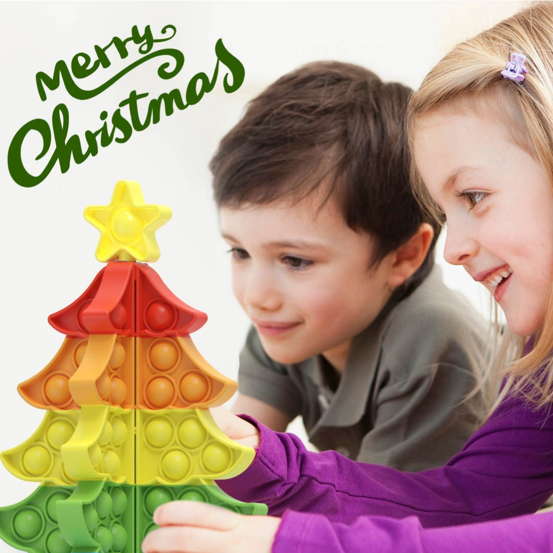 Kids Pop It Christmas Tree Sets - Rainbow Bright Colours