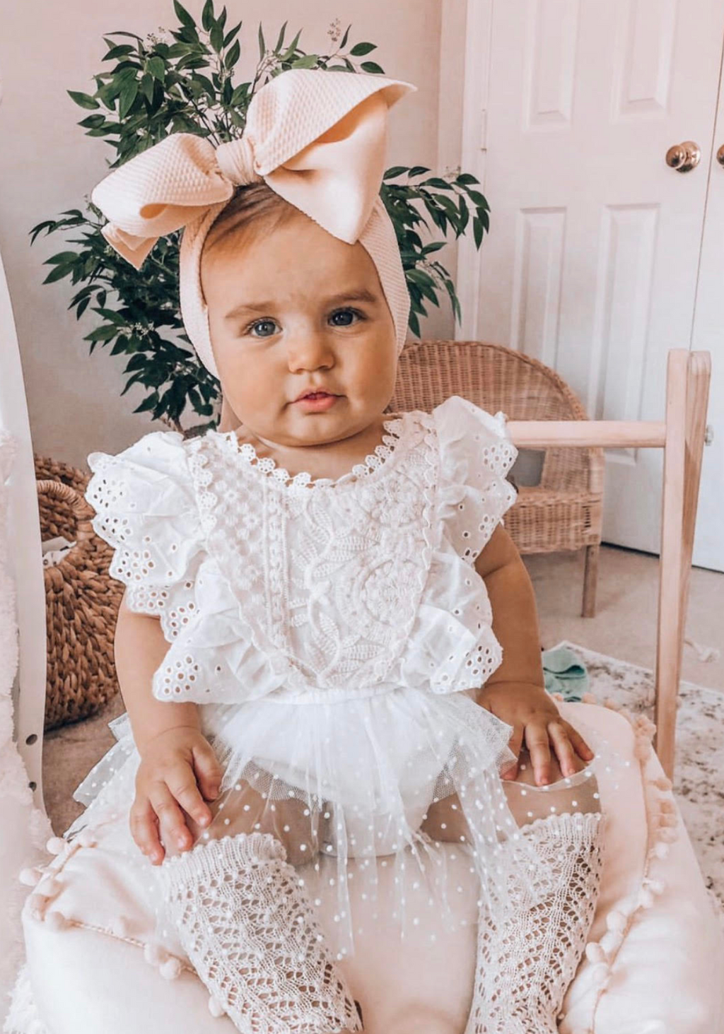Ivory lace online baby romper