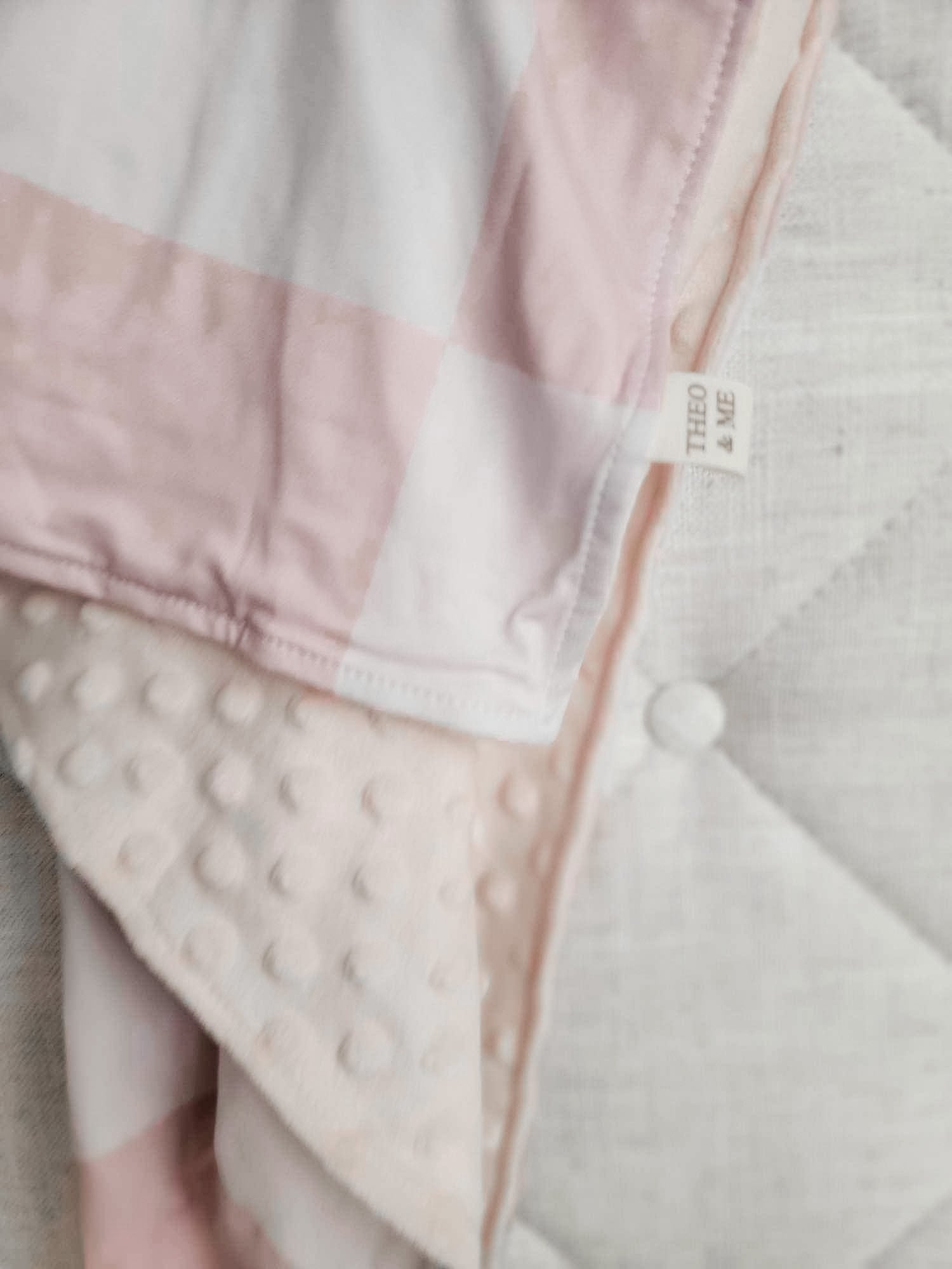 Kids Blankets Minky & Cotton Spandex - Blush/Tan Check
