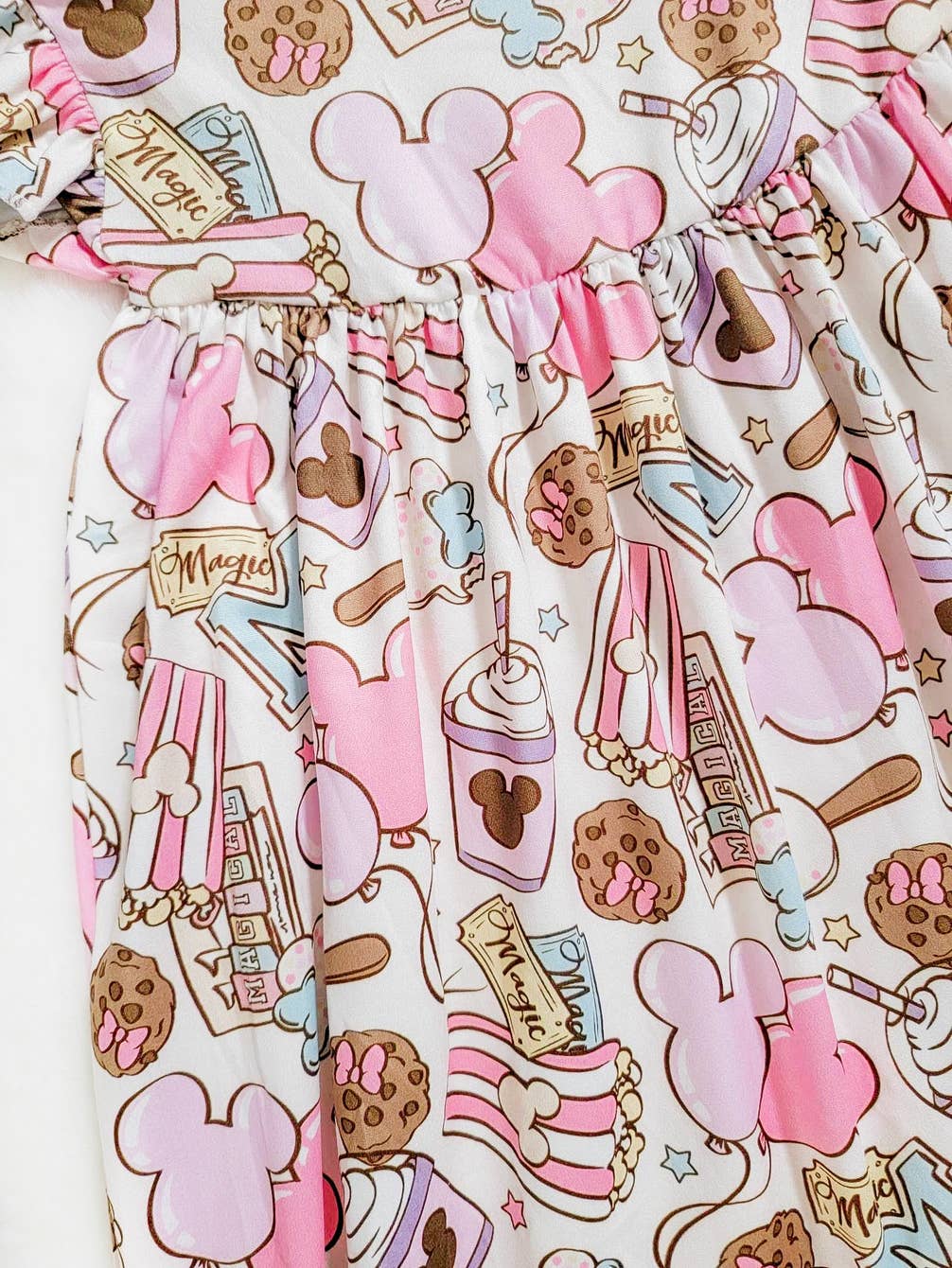 Girls Fun Character Dresses - Pink Popcorn & Cookies