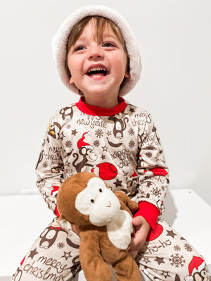 Kids 2 Pc Christmas Pajamas - Monkeys