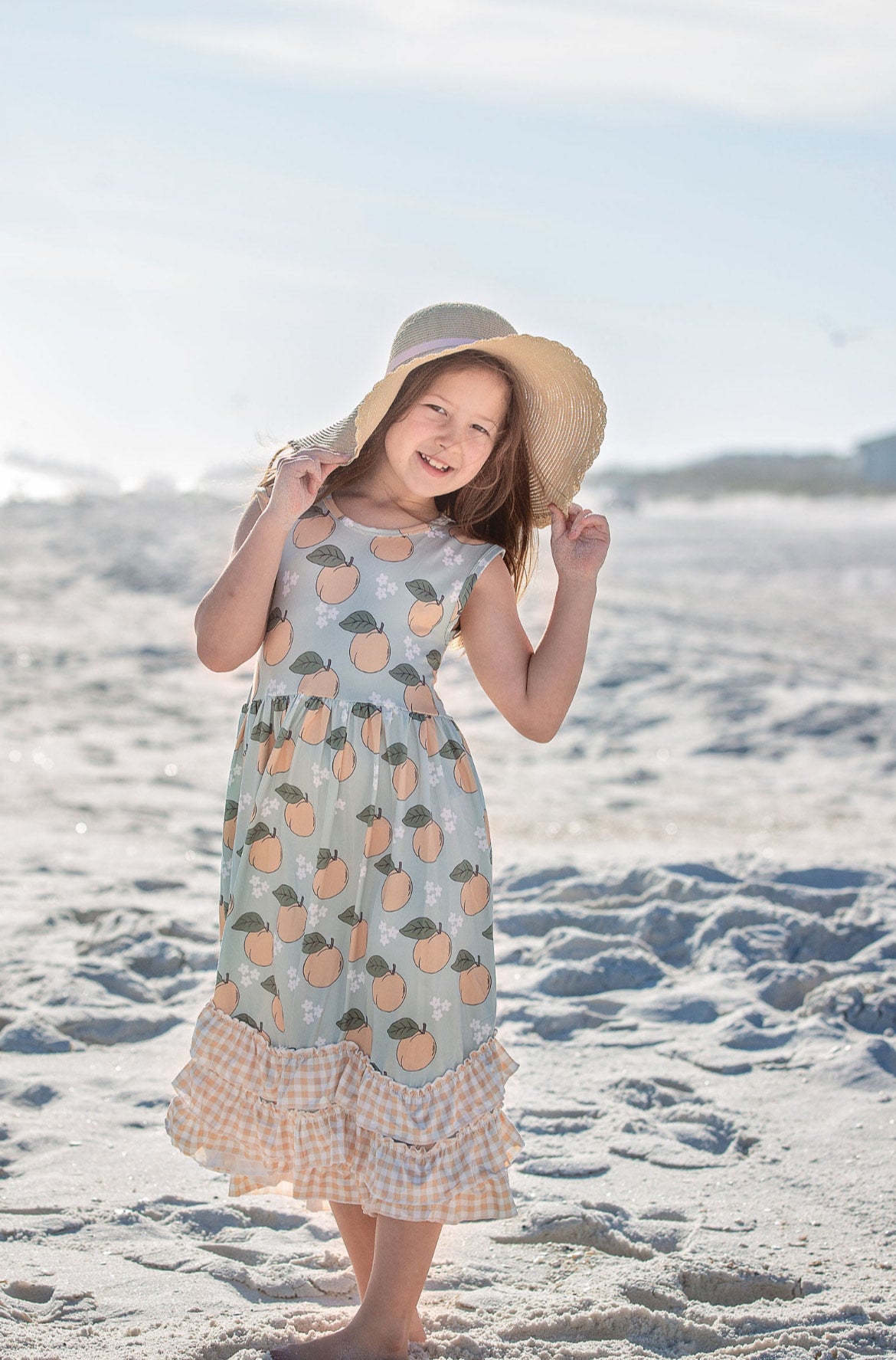 Girls Long Ruffle Dresses - Lemons