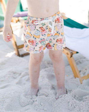 Boys Swim Trunks - Tan Lil Tyke Cars