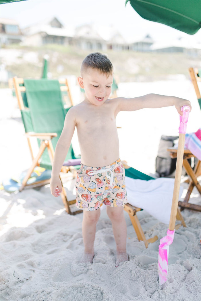 Boys Swim Trunks - Tan Lil Tyke Cars