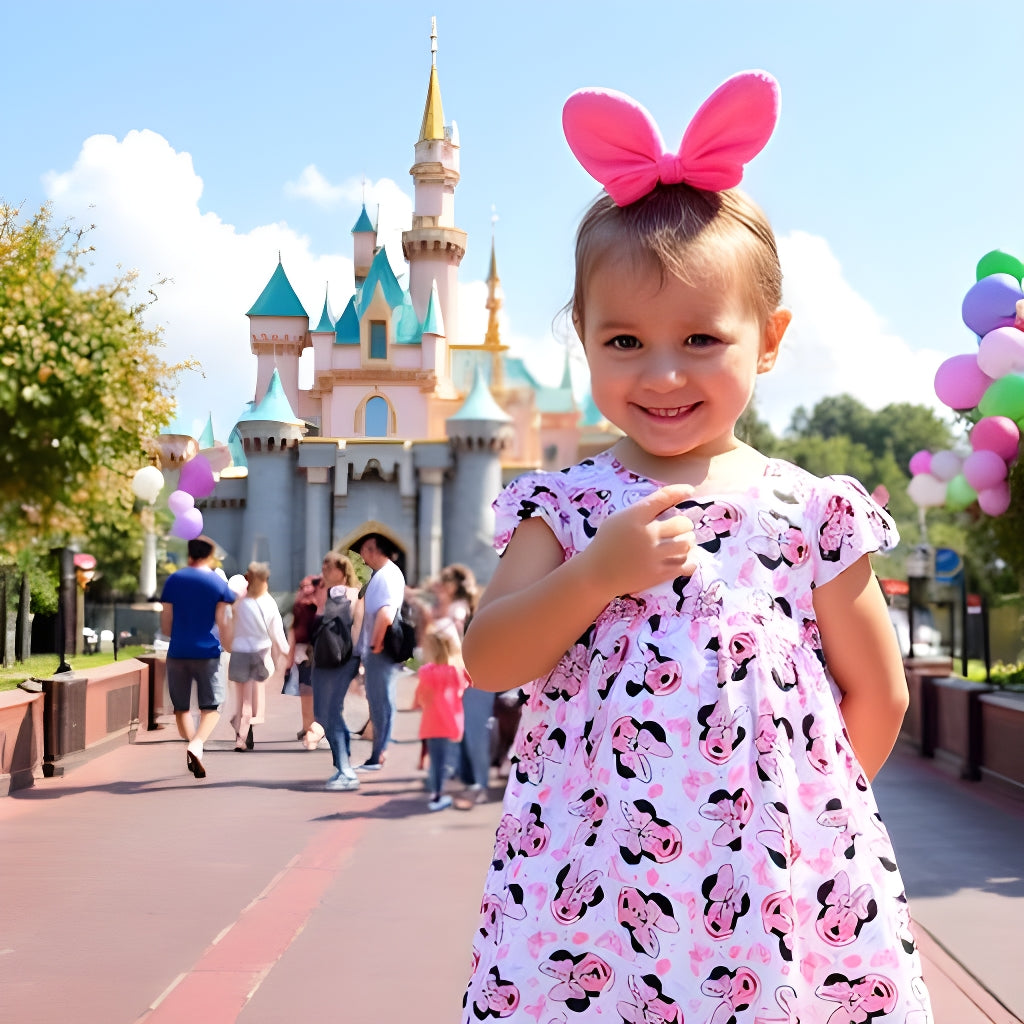 Girls Easter Fun Character Dresses - Pink Bunnies Mouse Sunglasses